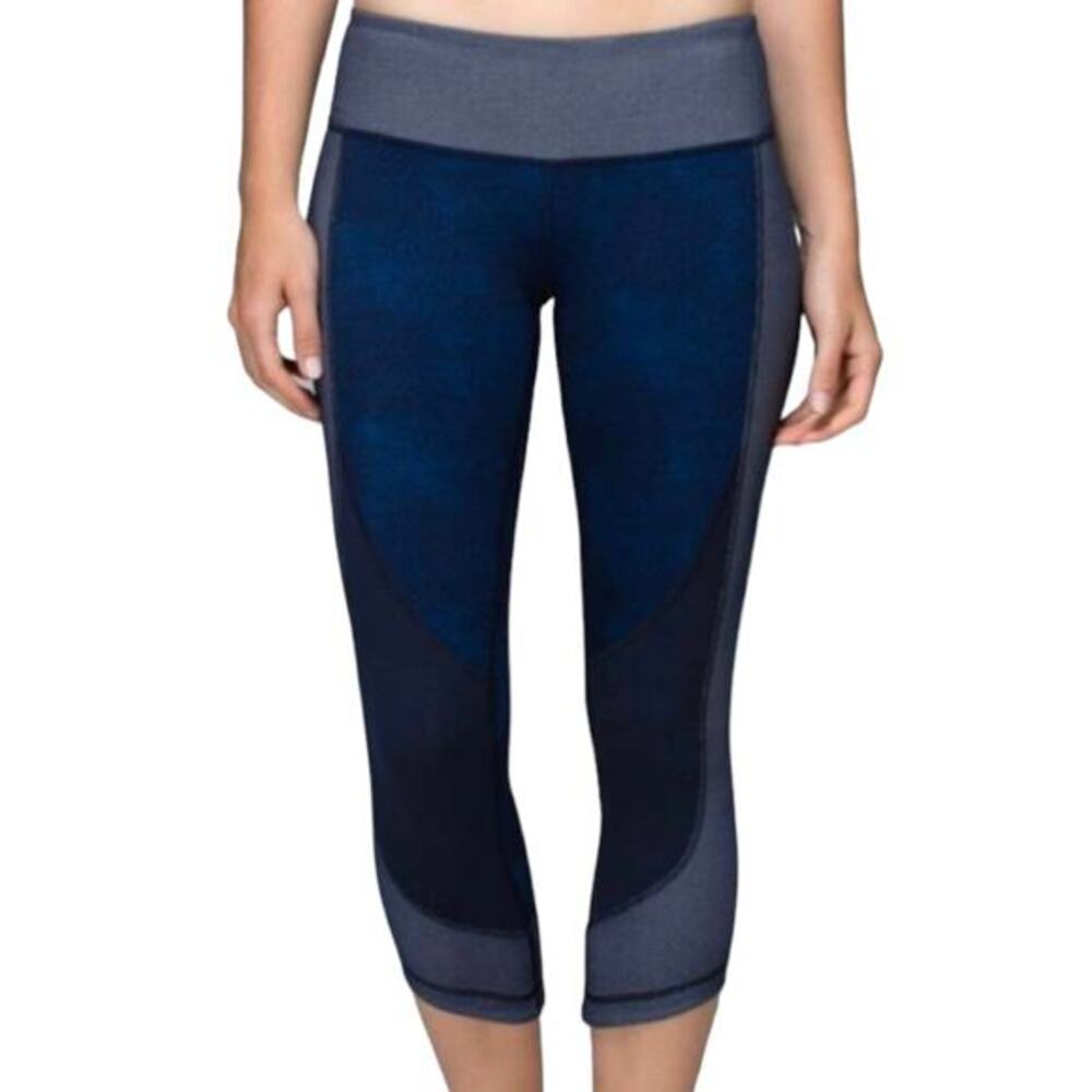 Lululemon Sashiko Stitch Denim Wunder Under Crop Leggings Size 6